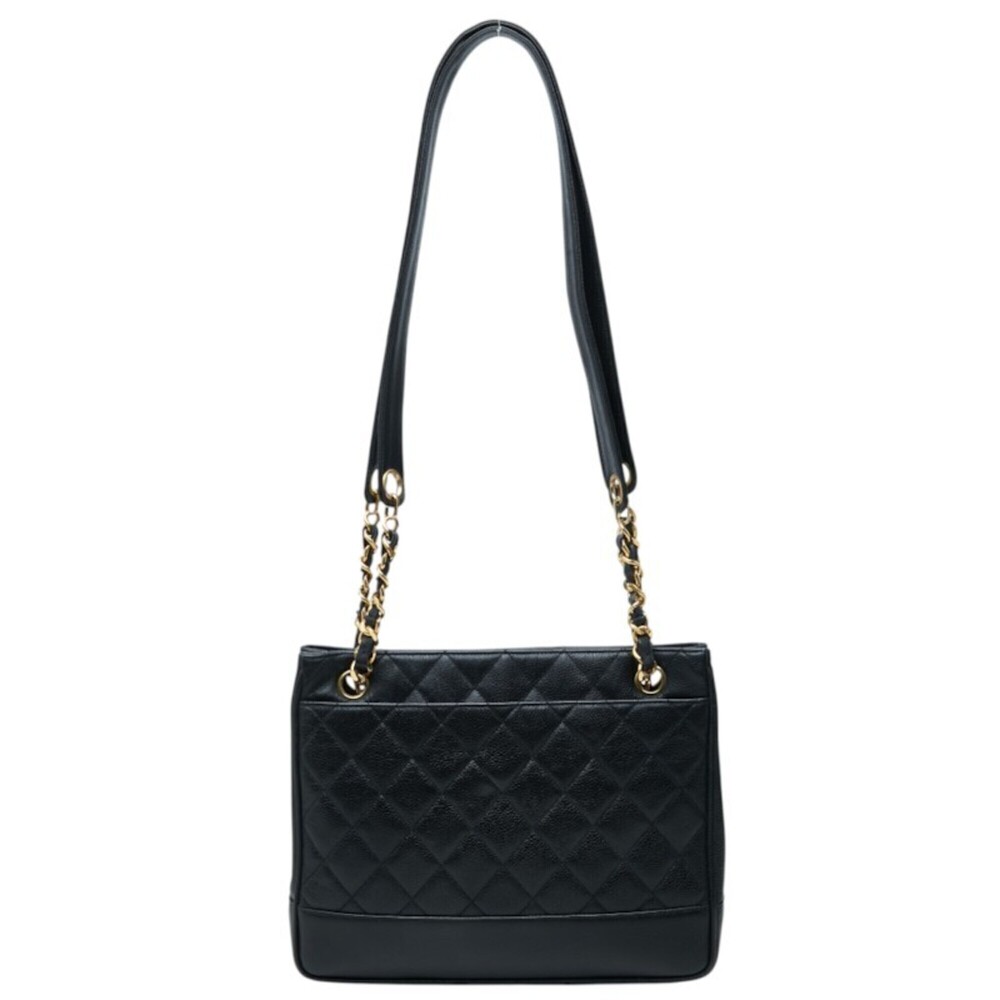 Chanel Matelassé Chain Tote Bag Shoulder Black Caviar Leather Women's CHANEL